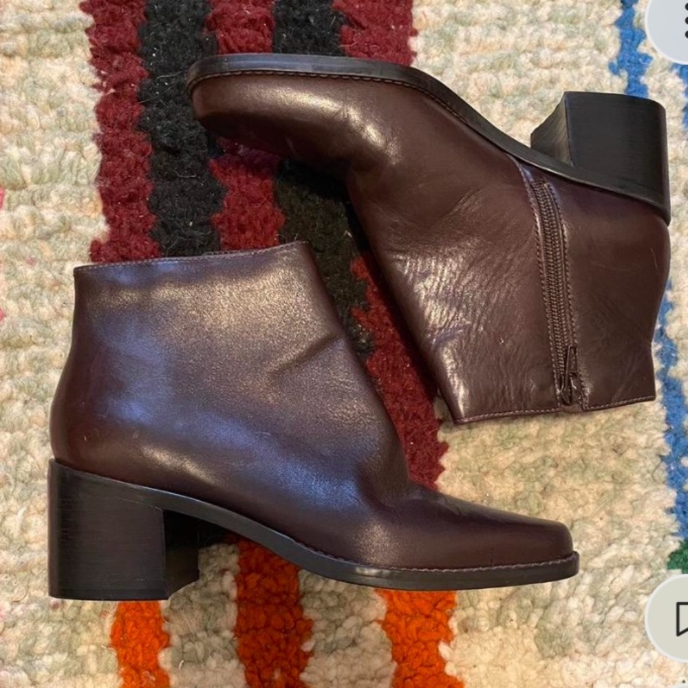 Brown leather ankle boots